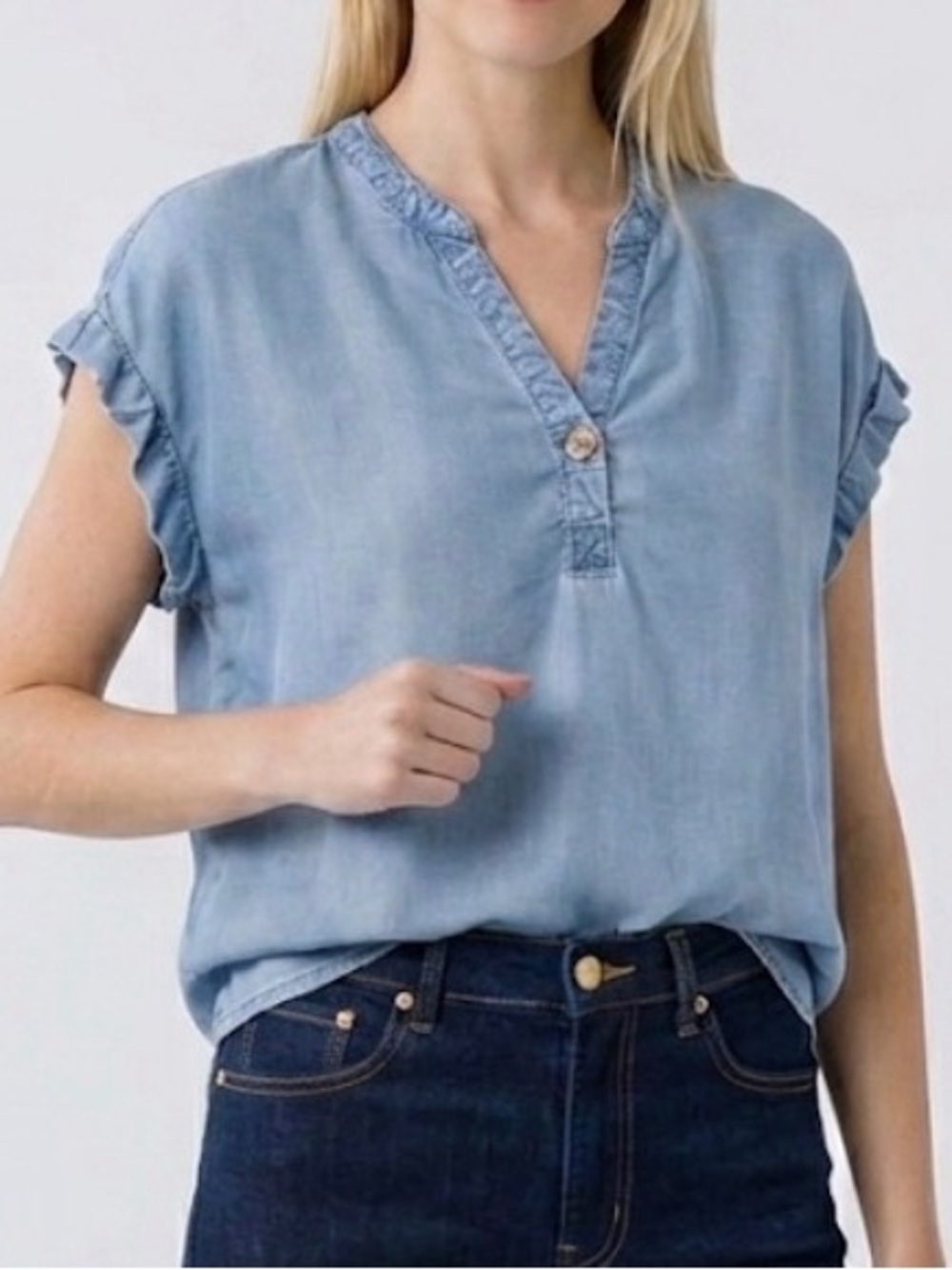 100% Tencel Blue Denim Top